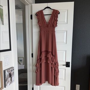 Baltic Born High Low Ruffled Dress in Dusty Rose